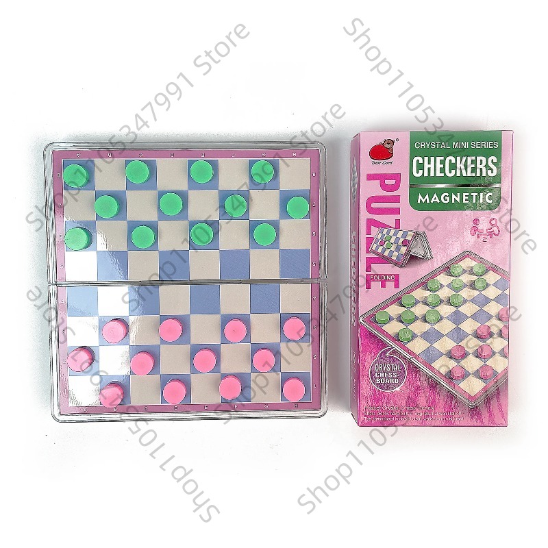 Party Games Classic - Faltbares Magnetisches Kristall-Dame-Spiel Transparentes Plastik-Tischspiel für
