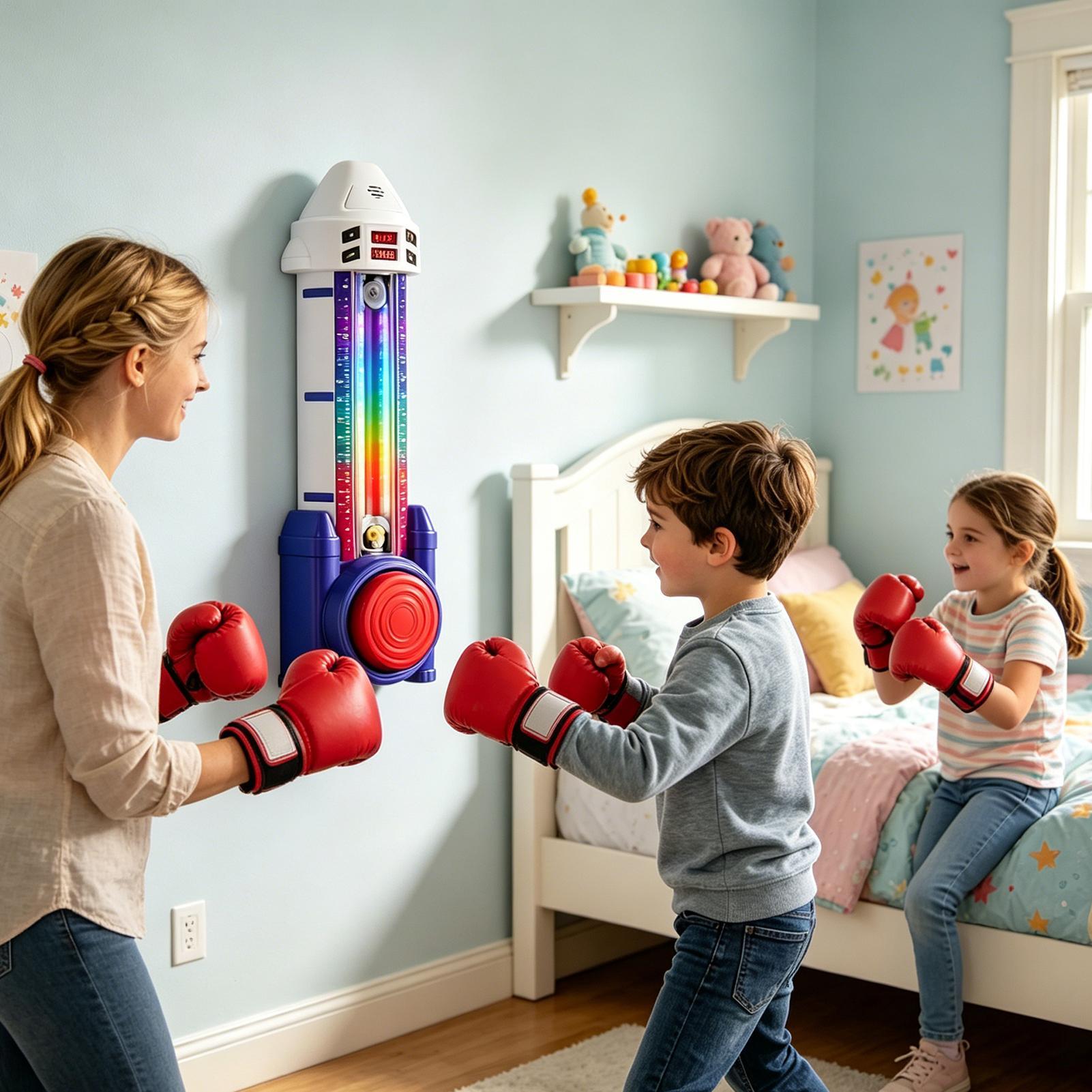 Party Games No Equipment - 4-Modus-Kinder-Fitnessgerät mit Licht-Wandboxmaschine | Für Heimfitnessraum,