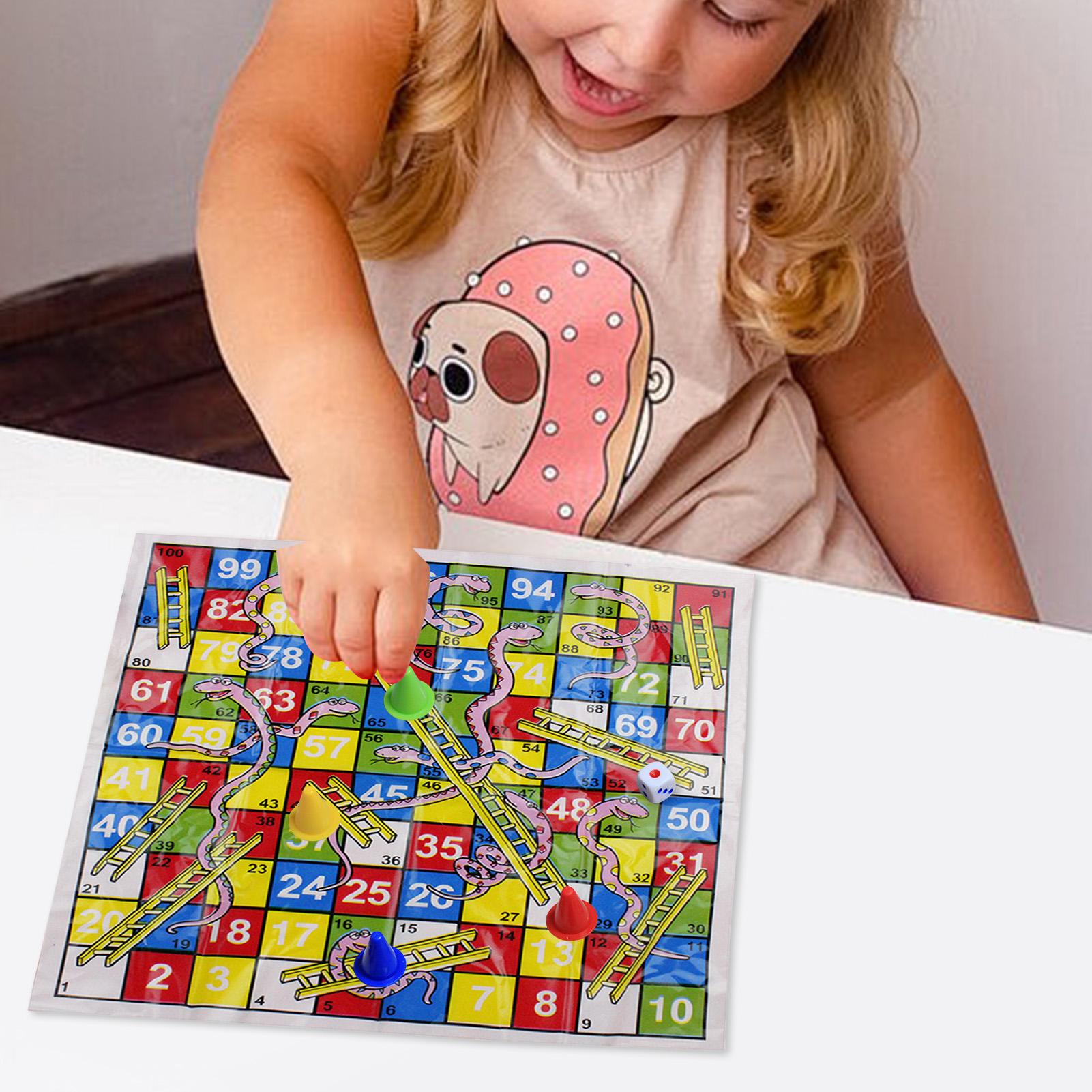 Party Games Kids And Adults - Mini-Schlangen- und Leitern-Brettspielset, tragbares, zusammenklappbares Schachspielzeug